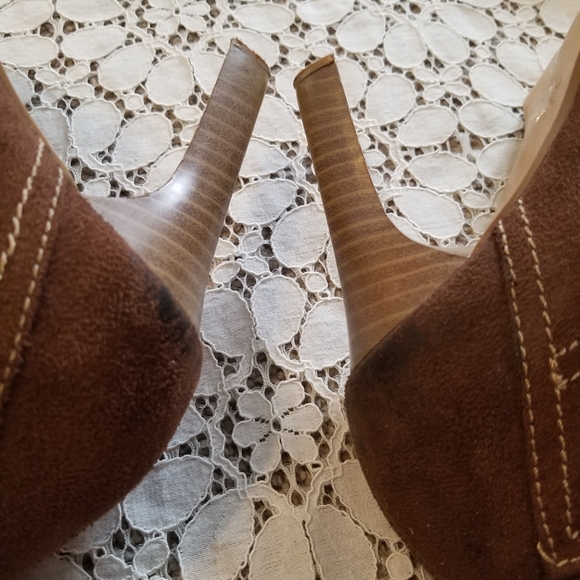 Brown Pocket Suede Heeled Ankle Boots - Picture 6 of 6